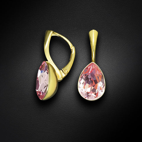 Серебряный комплект "Kristāla Lāse (Light Rose)" с кристаллами Preciosa™